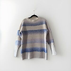 BiBi Sweater Womens X-Large Pullover Heart Cream Blue Purple Extra Soft